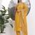 yellow solid straight silk blend sleeveless kurta trouser dupatta set