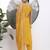 yellow solid straight silk blend sleeveless kurta trouser dupatta set