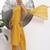 yellow solid straight silk blend sleeveless kurta trouser dupatta set
