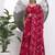 red floral straight silk blend sleeveslss kurta palazoo dupatta set