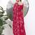 red floral straight silk blend sleeveslss kurta palazoo dupatta set