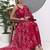 red floral straight silk blend sleeveslss kurta palazoo dupatta set