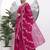 hot pink silk blend a-line kurta palazoo set