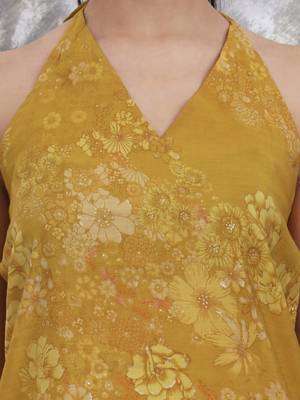 mustard silk blend halter neck kurta palazzo set 4