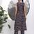 blue animal print aline pure cotton kurta trouser set