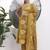 Yufta mustard floral print sequins work cotton kurta trouser with dupatta set