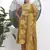mustard floral print sequins work cotton kurta trouser with dupatta set