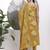 Yufta mustard floral print sequins work cotton kurta trouser with dupatta set