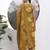 mustard floral print sequins work cotton straight kurta trouser with dupatta set