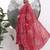 red floral print sequins work cotton straight kurta trouser with dupatta set