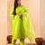 Yufta slik blend lime green straight plus size kurta dupatta pant set cotton lining kurta