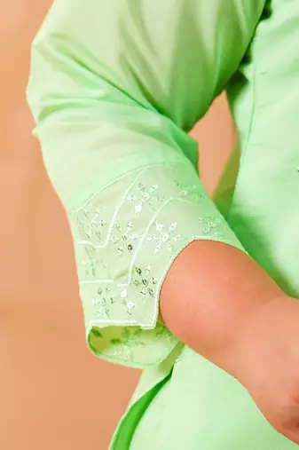 pastel green slik blend straight plus size kurta dupatta pant set cotton lining kurta