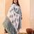 sky blue paisley cotton straight plus size kurta white trouser white dupatta set