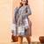 grey hand embroidery cotton plus size straight kurta orange trouser dupatta set