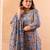 grey hand embroidery cotton plus size straight kurta orange trouser dupatta set