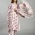 pink block print handcrafted cotton flared kurta set