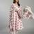 Yufta light pink block print cotton a-line maternity kurta trouser dupatta set
