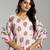 Yufta light pink block print cotton a-line maternity kurta trouser dupatta set