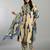 blue and cream ethnic motifs cotton a-line kurta trouser dupatta set