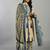 blue and cream ethnic motifs cotton a-line kurta trouser dupatta set