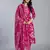 pink floral cotton straight kantha work kurta trouser dupatta set