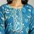 turquoise blue floral cotton straight kantha work kurta trouser dupatta set