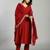 red roman silk zari work a-line kurta trouser dupatta set