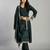 Yufta green roman silk zari work a-line kurta trouser dupatta set