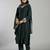 Yufta green roman silk zari work a-line kurta trouser dupatta set