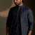 Blue plain chanderi nehru jacket