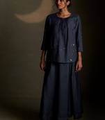 Blue embroidered chanderi co ord set