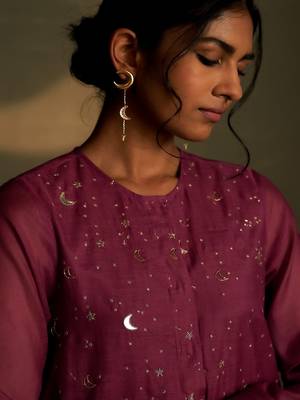 Magenta embroidered chanderi kurta set 4