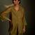 Olive embroidered chanderi kurta set