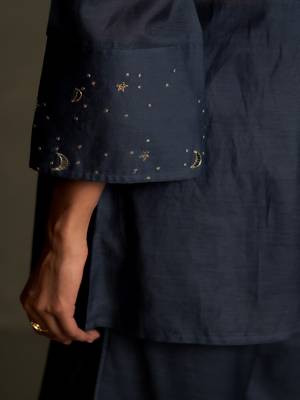 Blue embroidered chanderi kurta set 4
