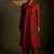 Red embroidered chanderi kurta set