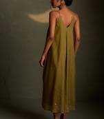 Olive embroidered chanderi dress