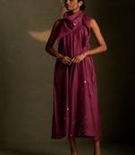 Magenta embroidered chanderi dress