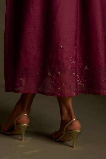 Magenta embroidered chanderi dress