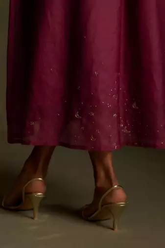 Magenta embroidered chanderi dress