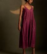 Magenta embroidered chanderi dress