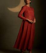 Red embroidered chanderi anarkali