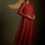 Red embroidered chanderi anarkali