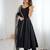 Bright black flared anarkali suit set with dupatta and pants
