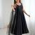 Bright black flared anarkali suit set with dupatta and pants