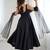 Bright black flared anarkali suit set with dupatta and pants