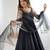 Bright black flared anarkali suit set with dupatta and pants
