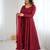 Elegant maroon anarkali set with ruffled dupatta and intricate embroidery