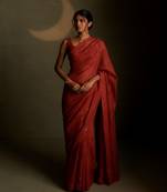 Crimson embroidered chanderi saree