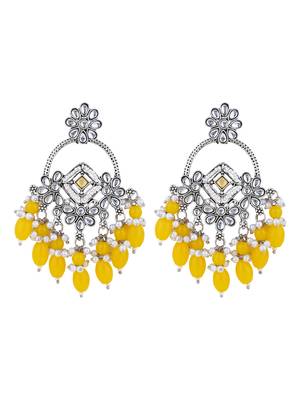 Indian wedding bollywood handcrafted kundan pearl chandbali dangle earrings for women  1