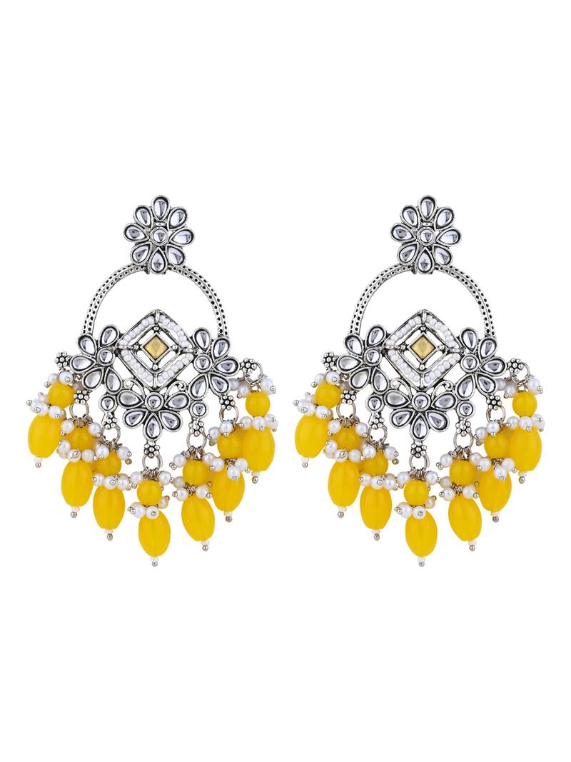Indian wedding bollywood handcrafted kundan pearl chandbali dangle earrings for women (e3223zy)